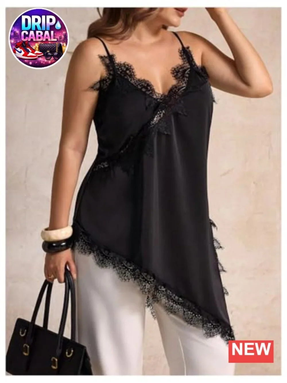 Women's Plus Size Floral Satin Tank Top Asymmetrical Cami Spaghetti Strap